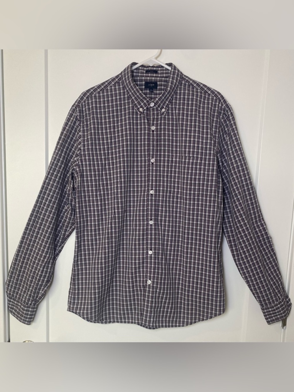 J. Crew Slim Fit Plaid, Long Sleeve, Button Down Shirt Burgundy, Black, Grey XL